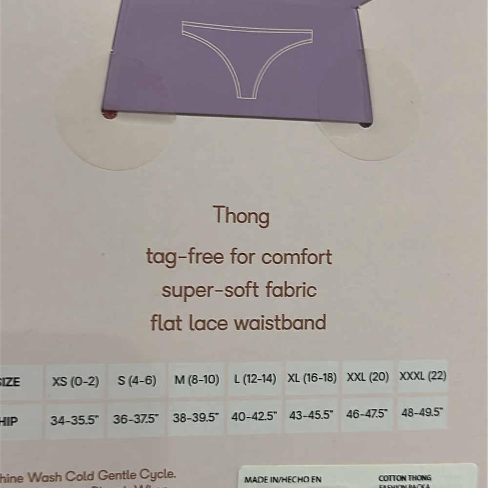 Joyspun Women's Cotton Thong Panties, 6-Pack Size XXL - Picture 7 of 8